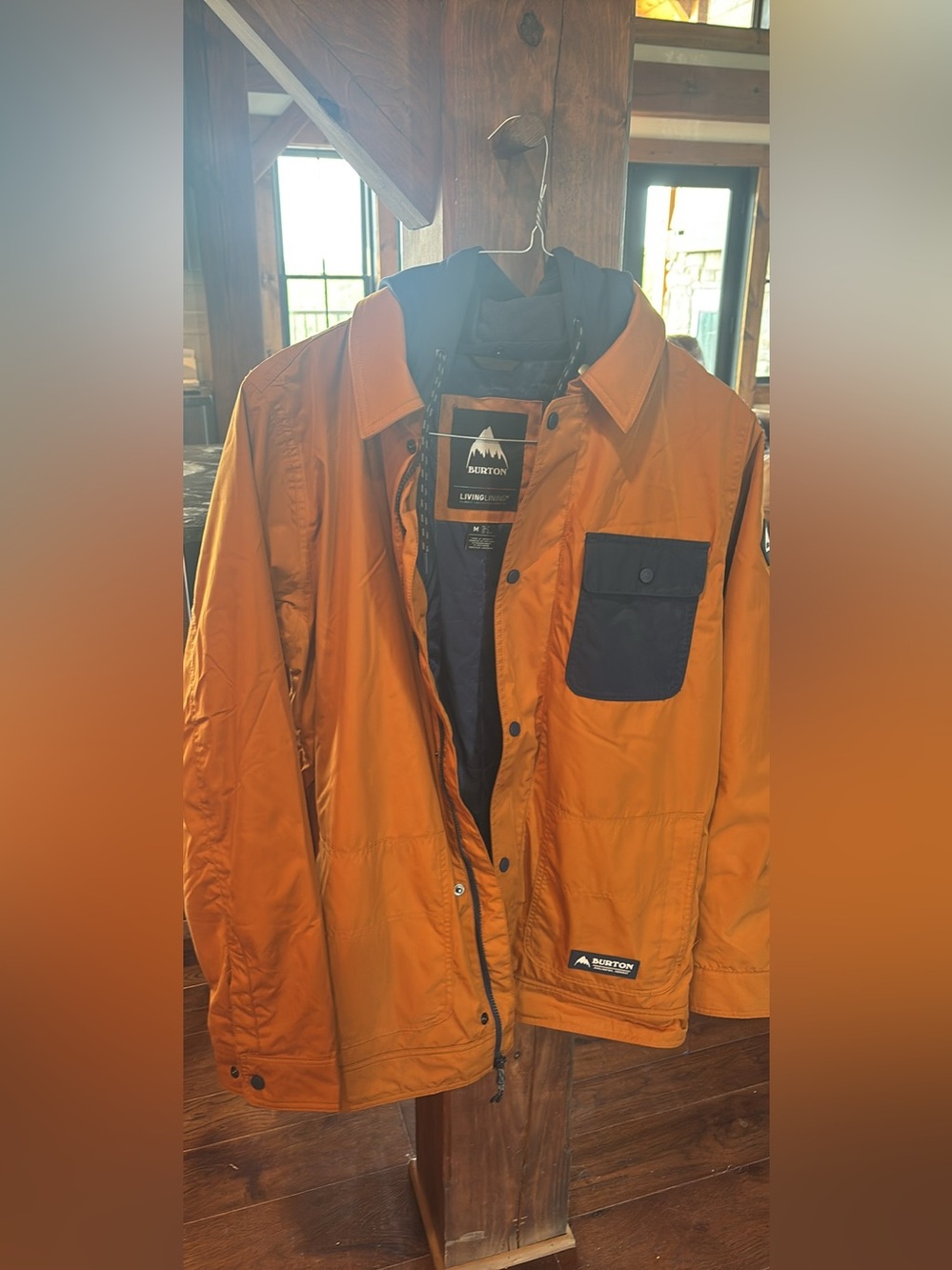 Burton Men's Orange Shirt Jacket with Navy Chest Pocket